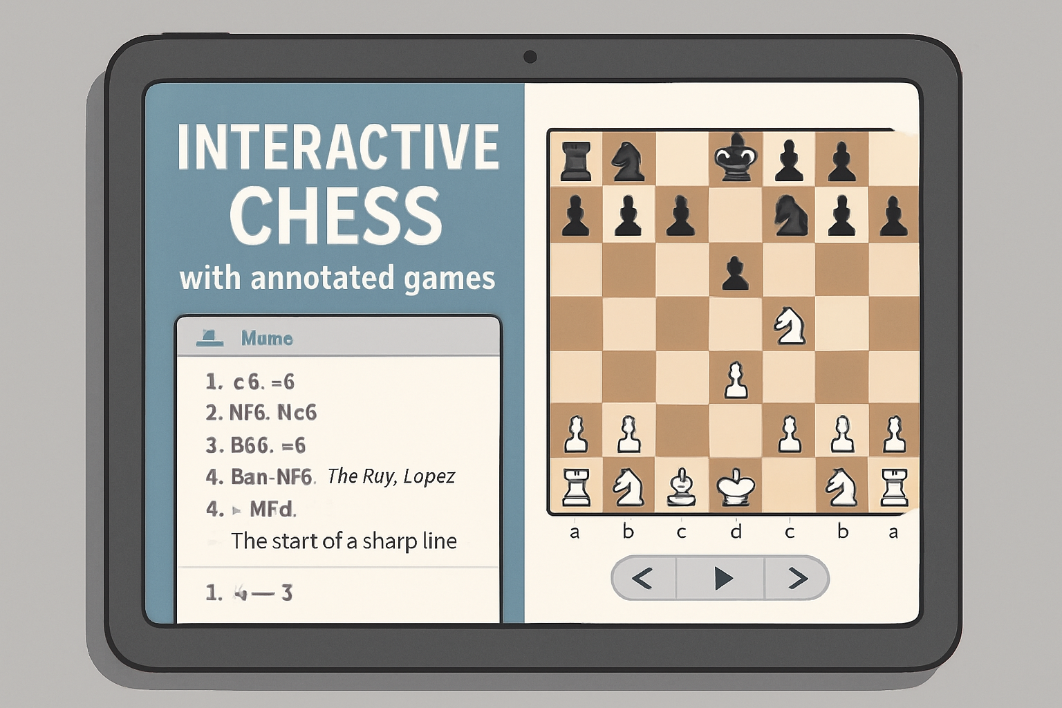 Interactive chess ebook with annotated games